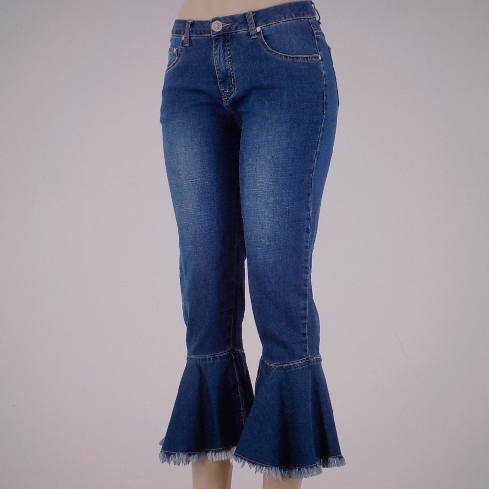 Frayed Flared Hem Jeans